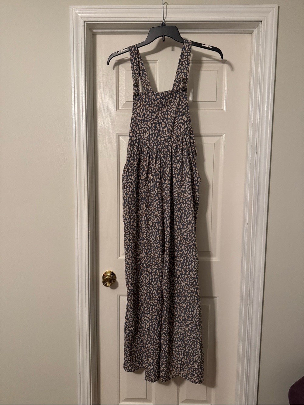 Kori Beige and Navy Printed Jumpsuit Romper